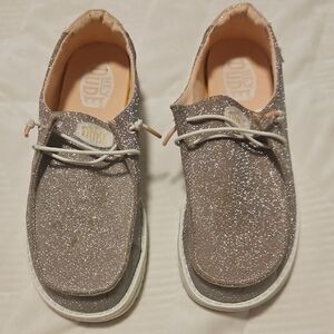 Hey Dude Sparkly Rose Gold Sneakers - Size 9